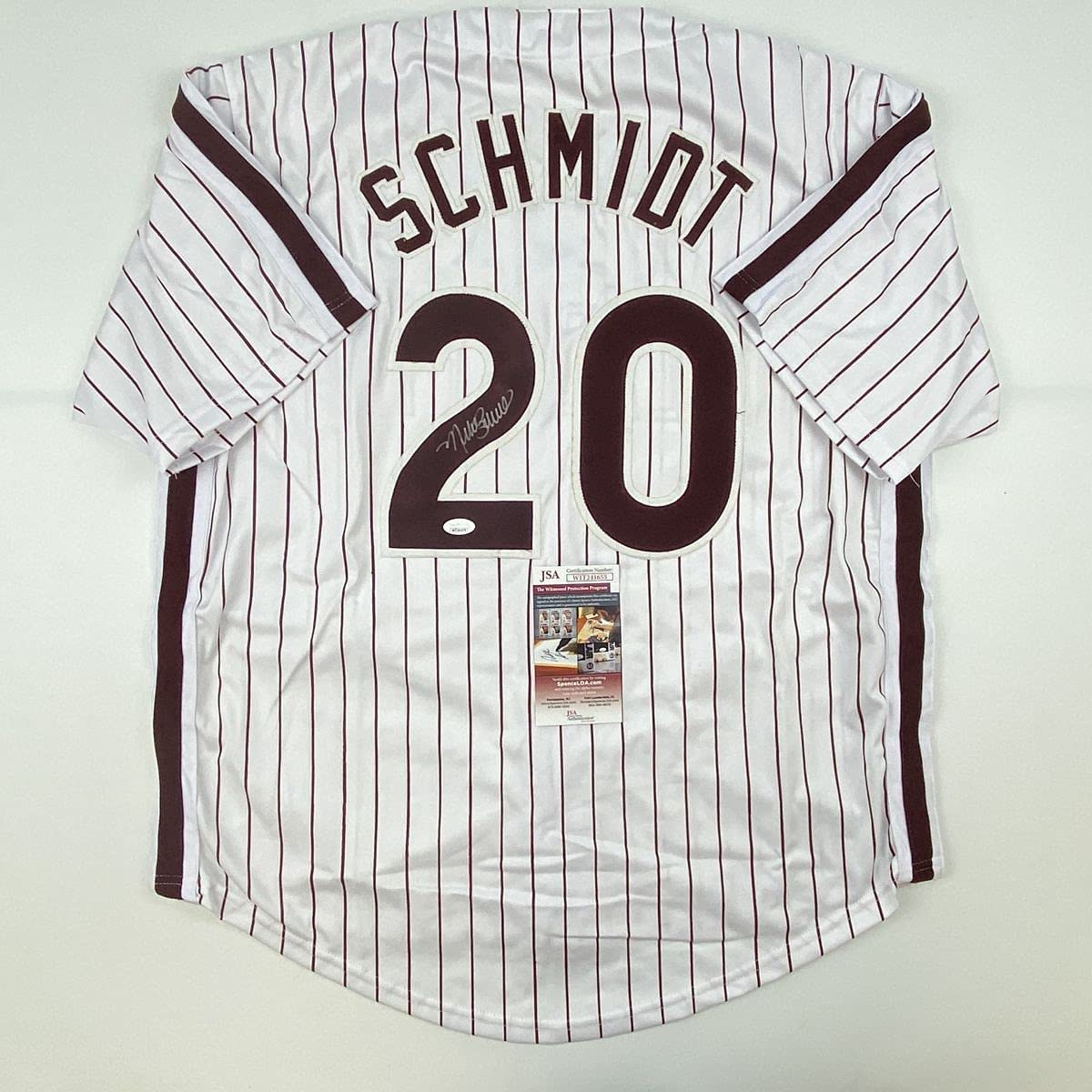 Autographed/Signed Mike Schmidt Philadelphia Pinstripe Baseball Jersey JSA COA