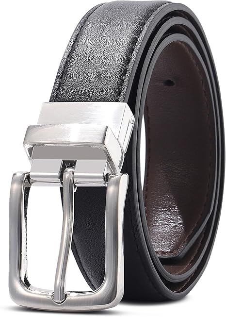 Kajeer Boy Belts Reversible, 2 in 1 Kids Belt Durable PU Metal Buckle Youth Toddler Leather Belt for School Uniform Casual