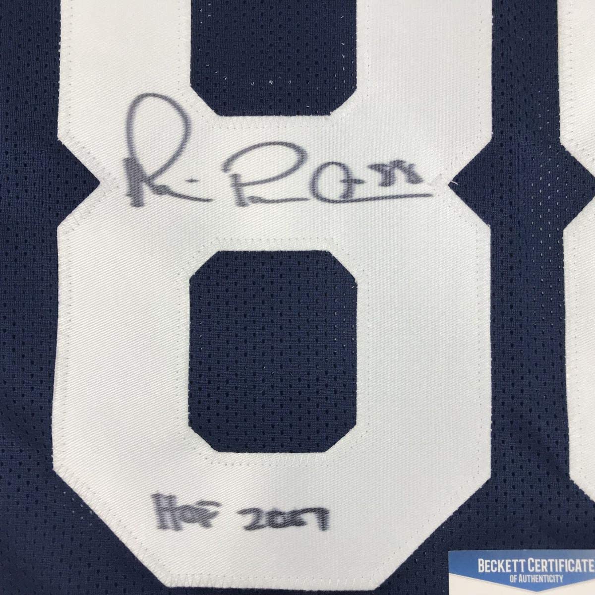 Autographed/Signed Michael Irvin Dallas HOF 2007 Thanksgiving Day Blue Football Jersey Beckett BAS COA