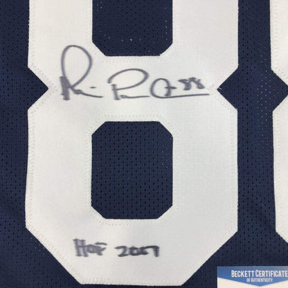 Autographed/Signed Michael Irvin Dallas HOF 2007 Thanksgiving Day Blue Football Jersey Beckett BAS COA