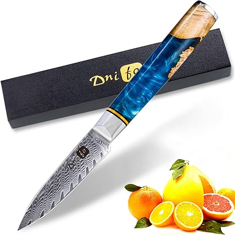 Classic Paring Knife 3.5 Inch, Damascus Steel Japanese Knife - Sharp fruit knife for Peeling, Cutting, and Slicing - Non-stick Blade and Anti-rusting Forged Cutlery Knife