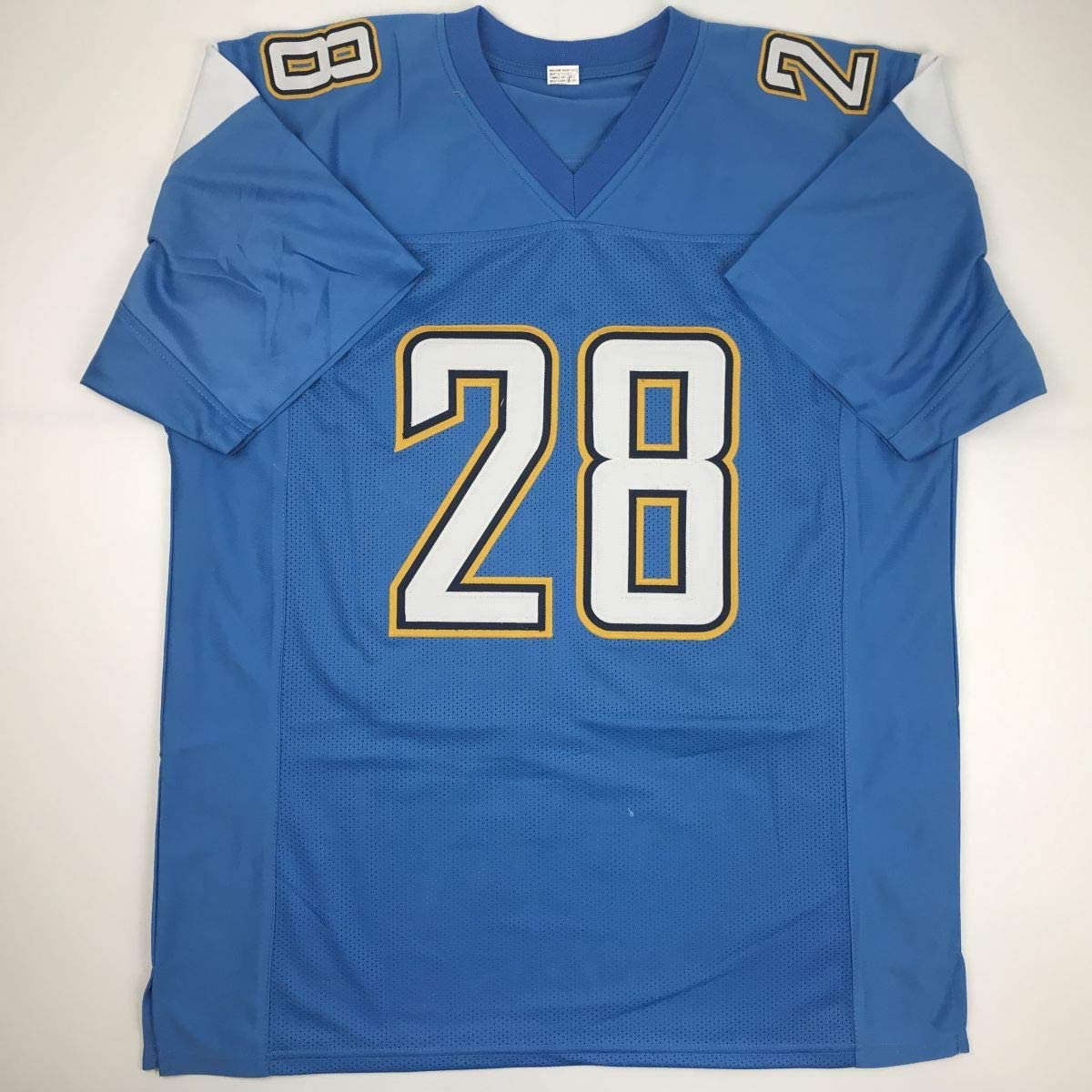 Autographed/Signed Melvin Gordon Los Angeles LA Powder Blue Football Jersey JSA COA
