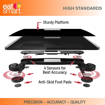 Eat Smart Precision 550 Pound Extra-High Capacity Digital Bathroom Scale with Extra-Wide Platform , Stainless
