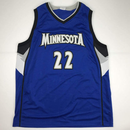 Autographed/Signed Andrew Wiggins Minnesota Blue Basketball Jersey JSA COA