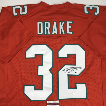 Autographed/Signed Kenyan Drake Miami Orange Football Jersey JSA COA