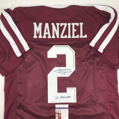 Autographed/Signed Johnny Manziel 12 Heisman Texas A&M Maroon College Football Jersey JSA COA