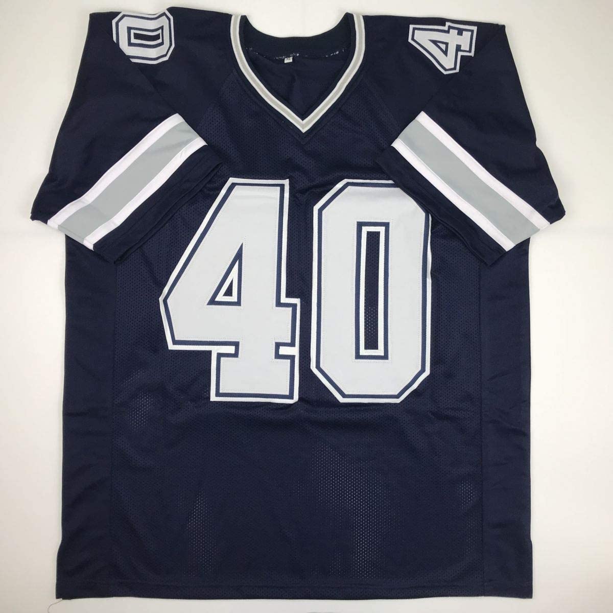 Autographed/Signed Bill Bates Dallas Blue Football Jersey JSA COA