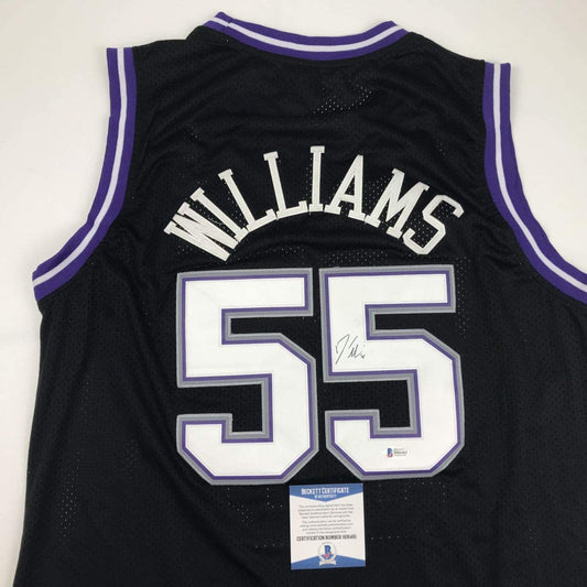 Autographed/Signed Jason Williams Sacramento Black Basketball Jersey Beckett BAS COA