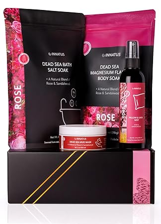 Luxury Dead Sea Spa Gift Set ‰ÛÒ Bath Salt, Magnesium Flakes, Pillow & Linen Spray, and Mud Mask ‰ÛÒ Rose & Sandalwood Aromatherapy Kit for Relaxation, Hydration & Skincare ‰ÛÒ Perfect Self-Care Gift