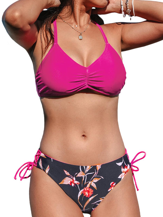 CUPSHE Women's 2 Piece Bikini Set Back Braided Straps with Reversible Bottom,M