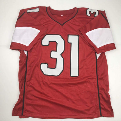 Autographed/Signed David Johnson Fantasy Football MVP Arizona Red Football Jersey JSA COA