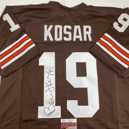 Autographed/Signed Bernie Kosar Cleveland Brown Football Jersey JSA COA