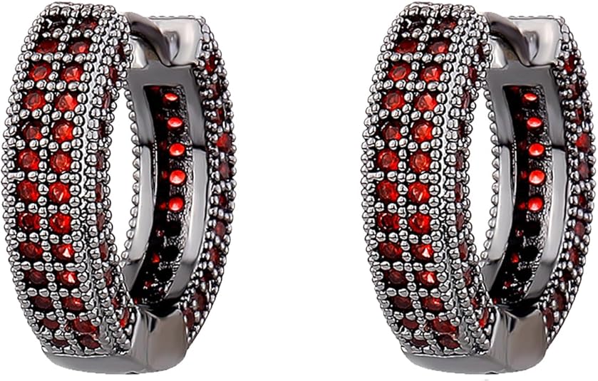 OYOGAAA Black Hoop Earrings For Men - Colorful Cubic Zirconia Red Green Daimond Cartilage Earrings Fashion Trendy Women Mens Hoop Huggie Aretes Negros Para Hombre