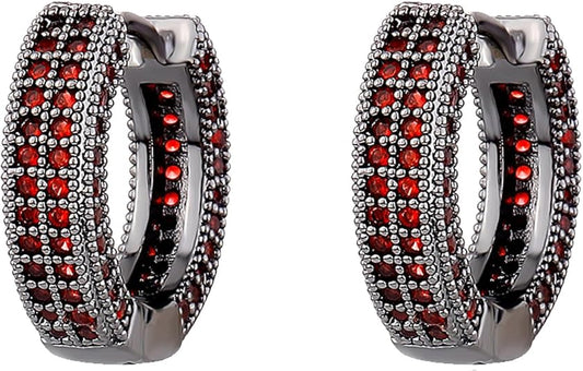 OYOGAAA Black Hoop Earrings For Men - Colorful Cubic Zirconia Red Green Daimond Cartilage Earrings Fashion Trendy Women Mens Hoop Huggie Aretes Negros Para Hombre