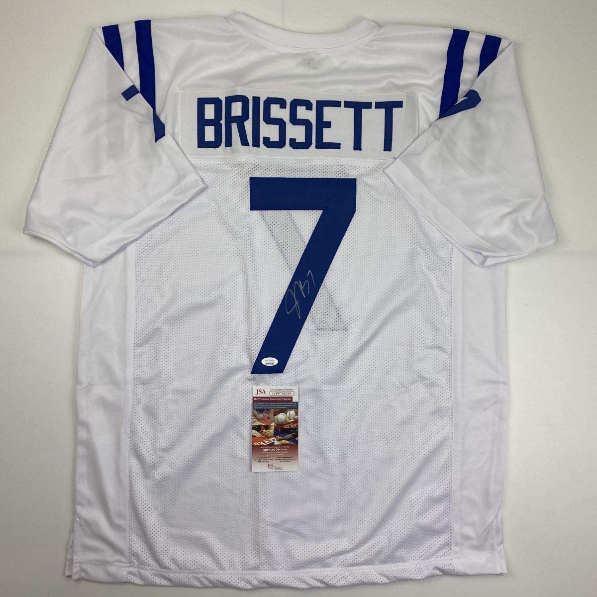 Autographed/Signed Jacoby Brissett Indianapolis White Football Jersey JSA COA