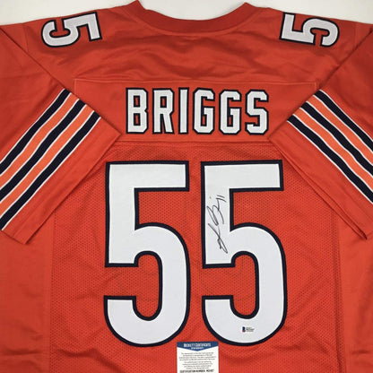 Autographed/Signed Lance Briggs Chicago Orange Football Jersey Beckett BAS COA