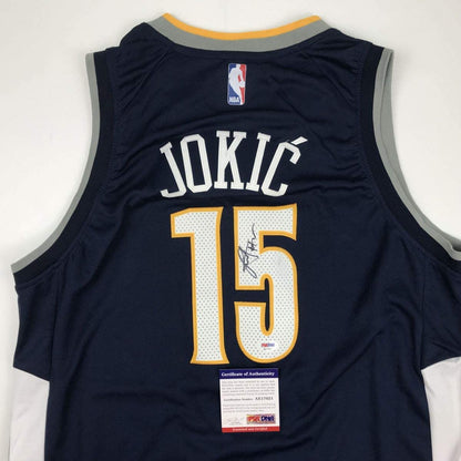 Autographed/Signed Nikola Jokic Denver Blue Basketball Jersey PSA/DNA COA