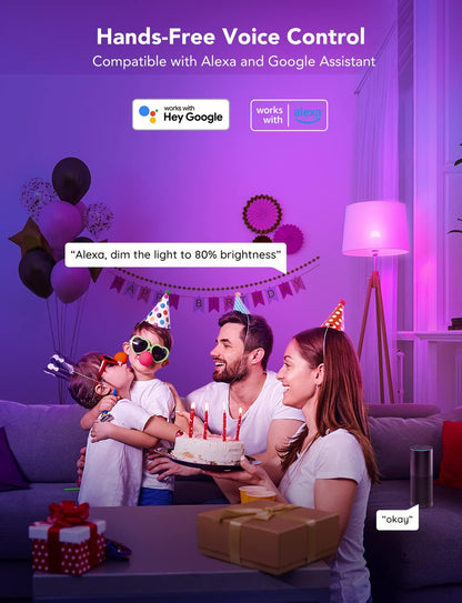 Govee Smart Light Bulbs, WiFi and Bluetooth Light Bulbs, Music Sync and 54 Scene Modes, 9W 60W Equivalent WiFi Light Bulbs, Color Changing RGBWW Light Bulbs, Supports Alexa & Google Assistant, 2 Pack