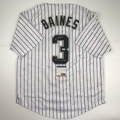 Autographed/Signed Harold Baines 05 WS Champs Chicago Pinstripe Baseball Jersey PSA/DNA COA