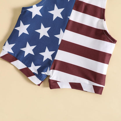 July 4th Baby Outfit Stars Stripes Romper Independence Day Overalls 6-12 Months
