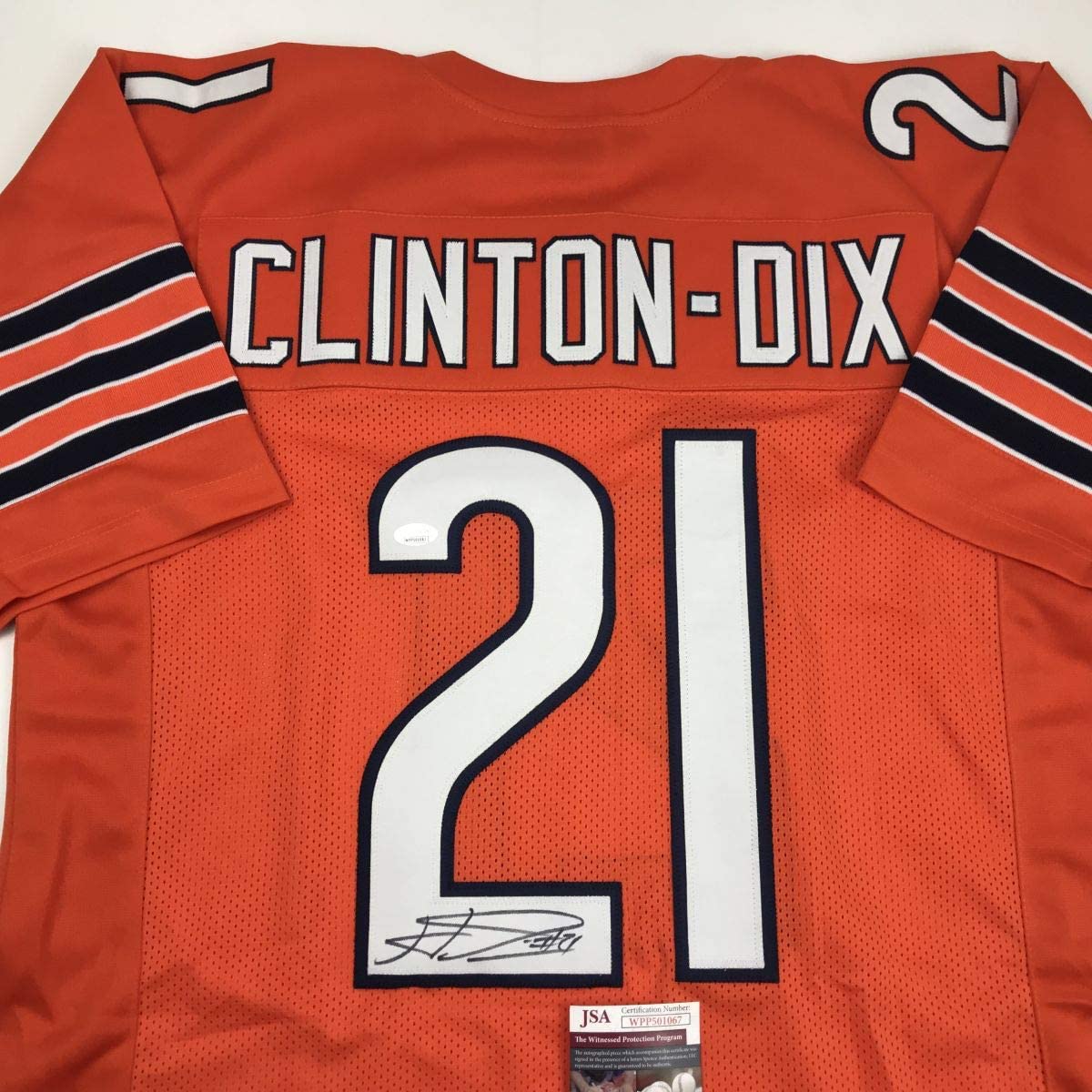 Autographed/Signed Haha Ha Ha Clinton-Dix Chicago Orange Football Jersey JSA COA