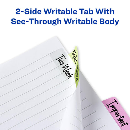 24pc Avery Margin Repositionable Tabs, 2.5x1", 2-Side Writable, Pastel Colors