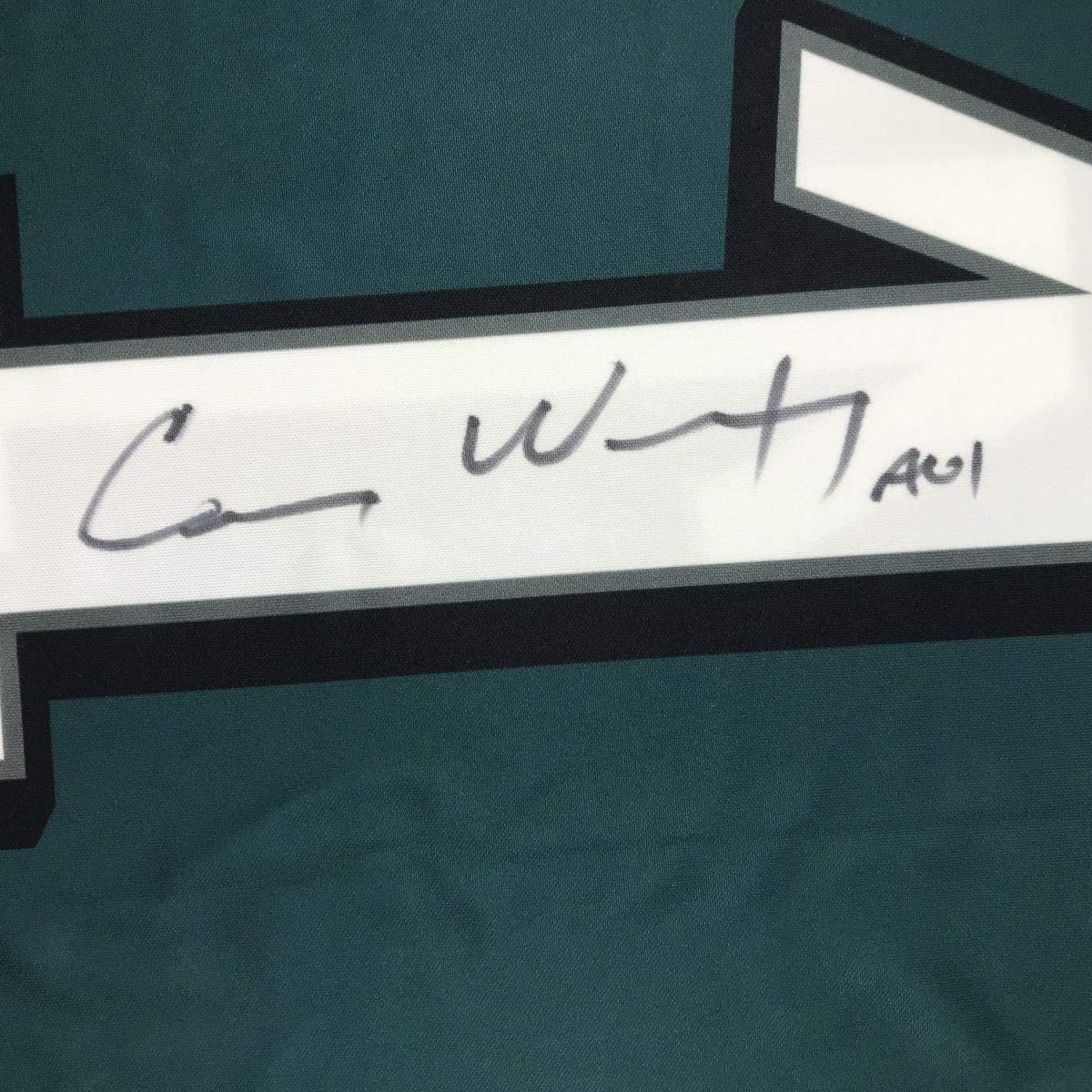 Autographed/Signed Carson Wentz Philadelphia Eagles Green Nike Dri Fit Football Jersey Fanatics COA