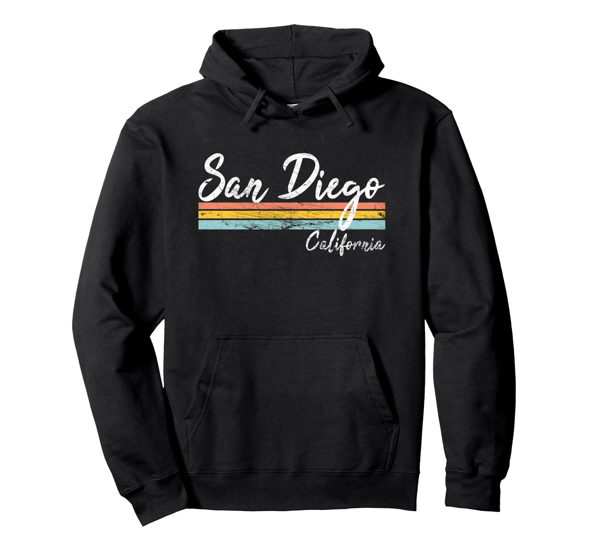 San Diego California Distressed Hoodie - Casual Everyday Wear Men Women