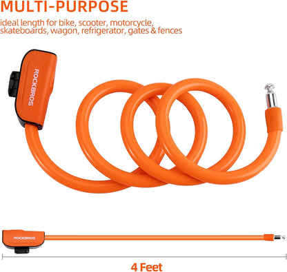 ROCKBROS 3ft Bike Cable Lock - Secure, Lightweight with Mounting Bracket