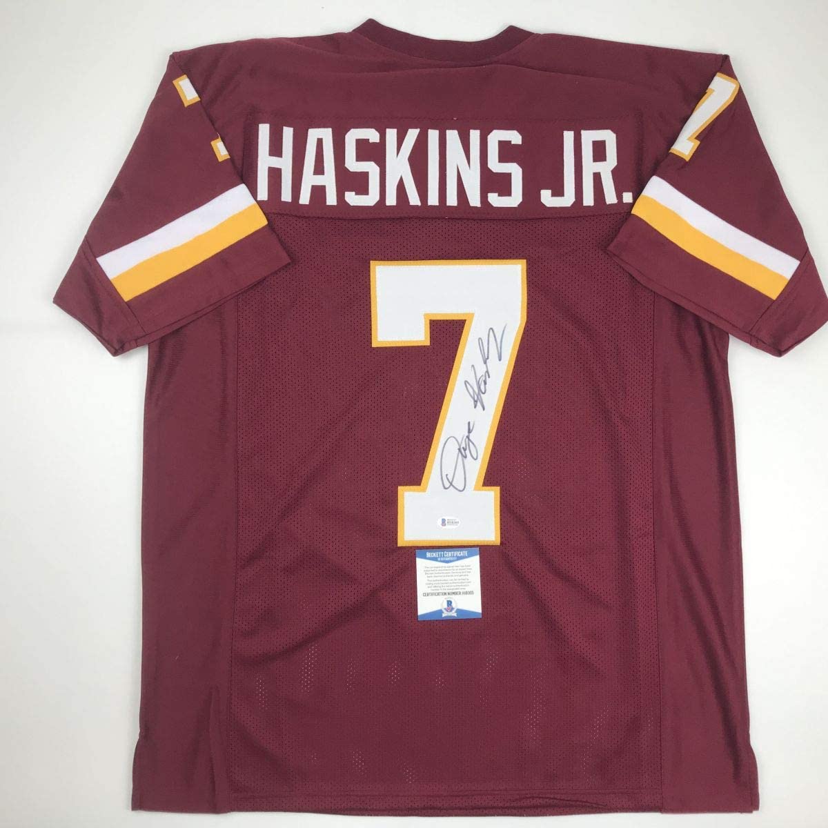 Autographed/Signed Dwayne Haskins Jr. Washington Burgundy Football Jersey Beckett BAS COA