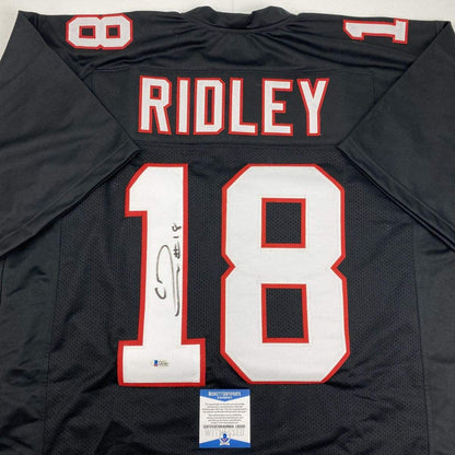 Autographed/Signed Calvin Ridley Atlanta Retro Black Football Jersey Beckett BAS COA