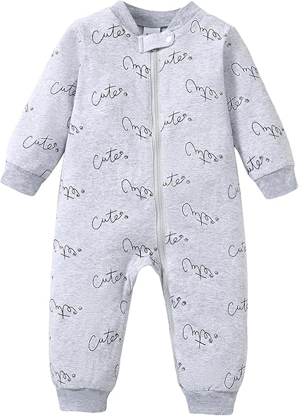 Baby Girls Boys 2 Way Zipper Long Sleeve Rayon Romper