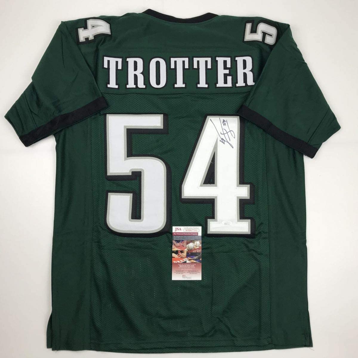 Autographed/Signed Jeremiah Trotter Philadelphia Green Football Jersey JSA COA