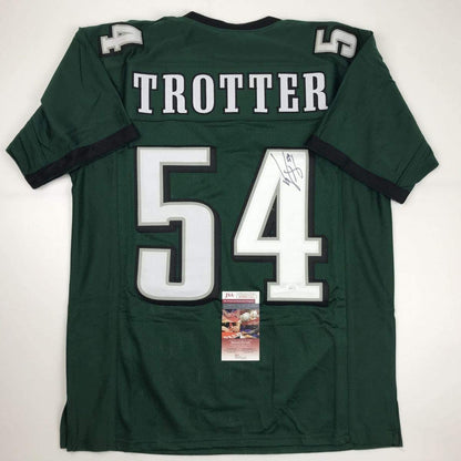 Autographed/Signed Jeremiah Trotter Philadelphia Green Football Jersey JSA COA