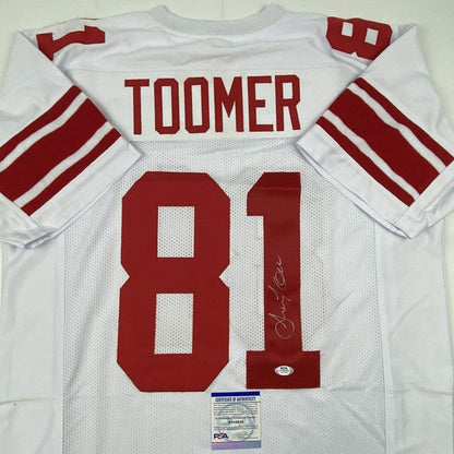 Autographed/Signed Amani Toomer New York White Football Jersey PSA/DNA COA