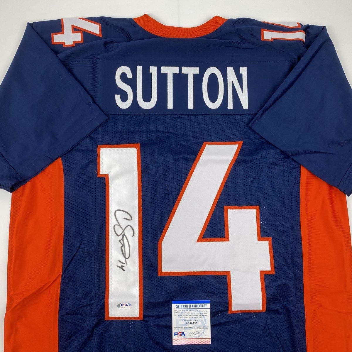 Autographed/Signed Courtland Sutton Denver Blue Football Jersey PSA/DNA COA