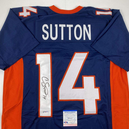 Autographed/Signed Courtland Sutton Denver Blue Football Jersey PSA/DNA COA