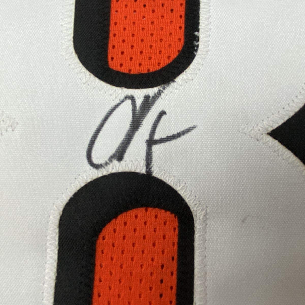 Autographed/Signed Chad Johnson Ochocinco Cincinnati Orange Football Jersey JSA COA