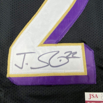 Autographed/Signed Jimmy Smith Baltimore Black Football Jersey JSA COA