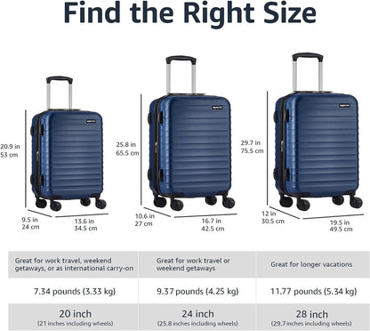 Amazon Basics 2-Piece Set Hardside Spinner, Black