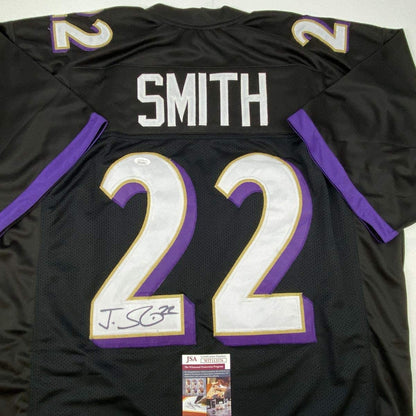 Autographed/Signed Jimmy Smith Baltimore Black Football Jersey JSA COA