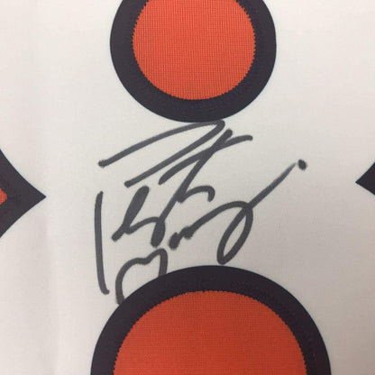 Autographed/Signed Peyton Manning Denver Orange Football Jersey Beckett BAS COA