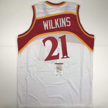 Autographed/Signed Dominique Wilkins Atlanta White Basketball Jersey JSA COA