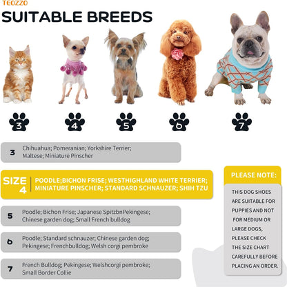 Waterproof Reflective Dog Boots – Winter Warm Anti-Slip Pet Shoes with Adjustable Drawstring, for Small Dogs & Puppies (Set of 4)