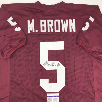 Autographed/Signed Marquise Brown Oklahoma Red College Football Jersey JSA COA