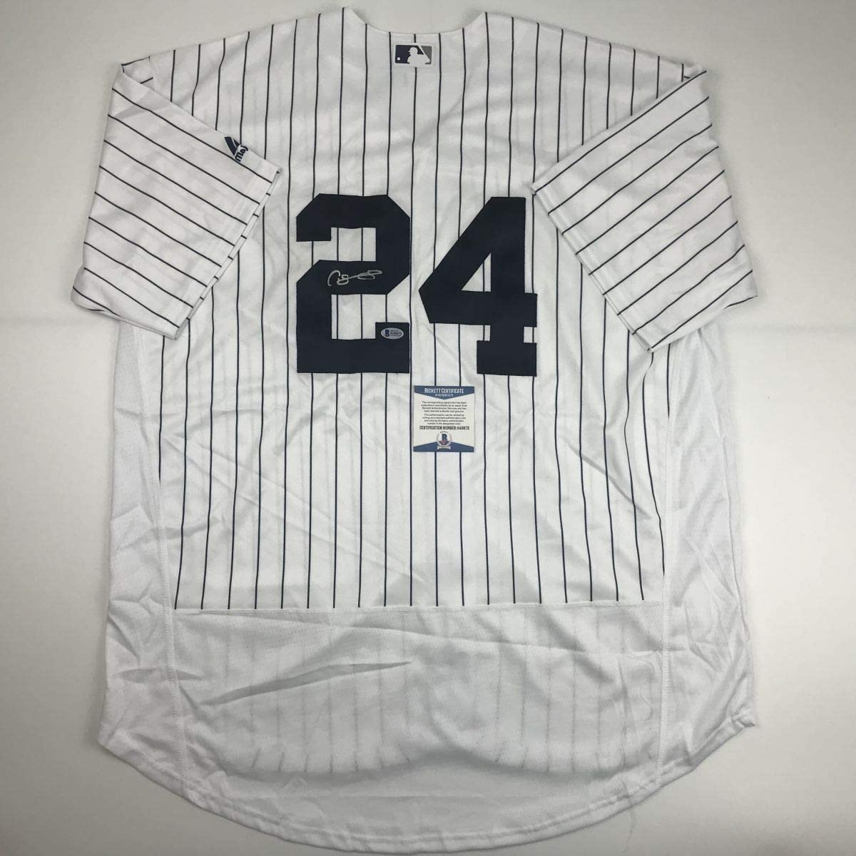 Autographed/Signed Gary Sanchez New York Pinstripe Baseball Jersey Beckett BAS COA