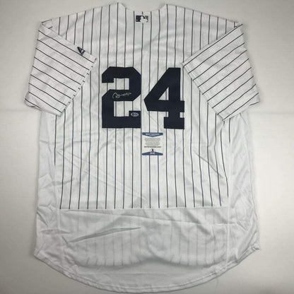 Autographed/Signed Gary Sanchez New York Pinstripe Baseball Jersey Beckett BAS COA