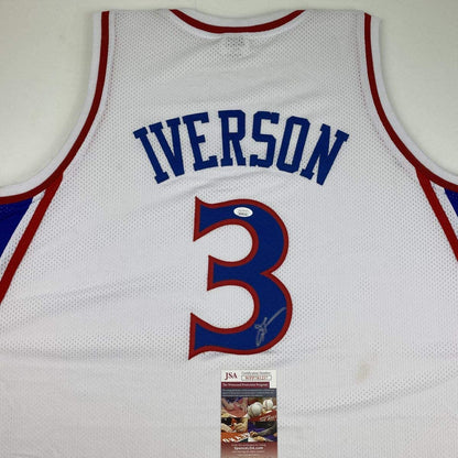 Autographed/Signed Allen Iverson Philadelphia White Retro Basketball Jersey JSA COA