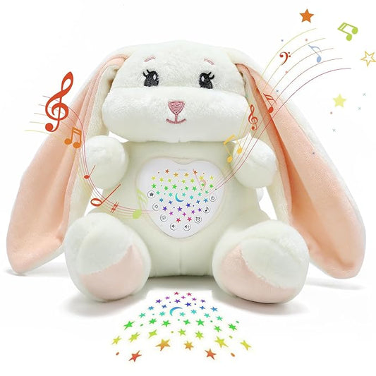 Baby Sleep Soother Bedtime Bunny Toy with Cry Sensor, Mom_ÑÉs Heartbeat Lullabies White Noise, Starlight Projector, Toddler Crib Sleeping Aid for Infant, Boy Girl Baby Gifts