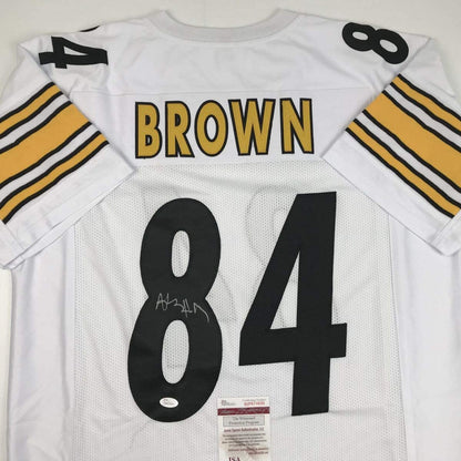 Autographed/Signed Antonio Brown Pittsburgh White Football Jersey JSA COA